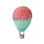 Red and teal hot air balloon that flies over Cuddleton Falls